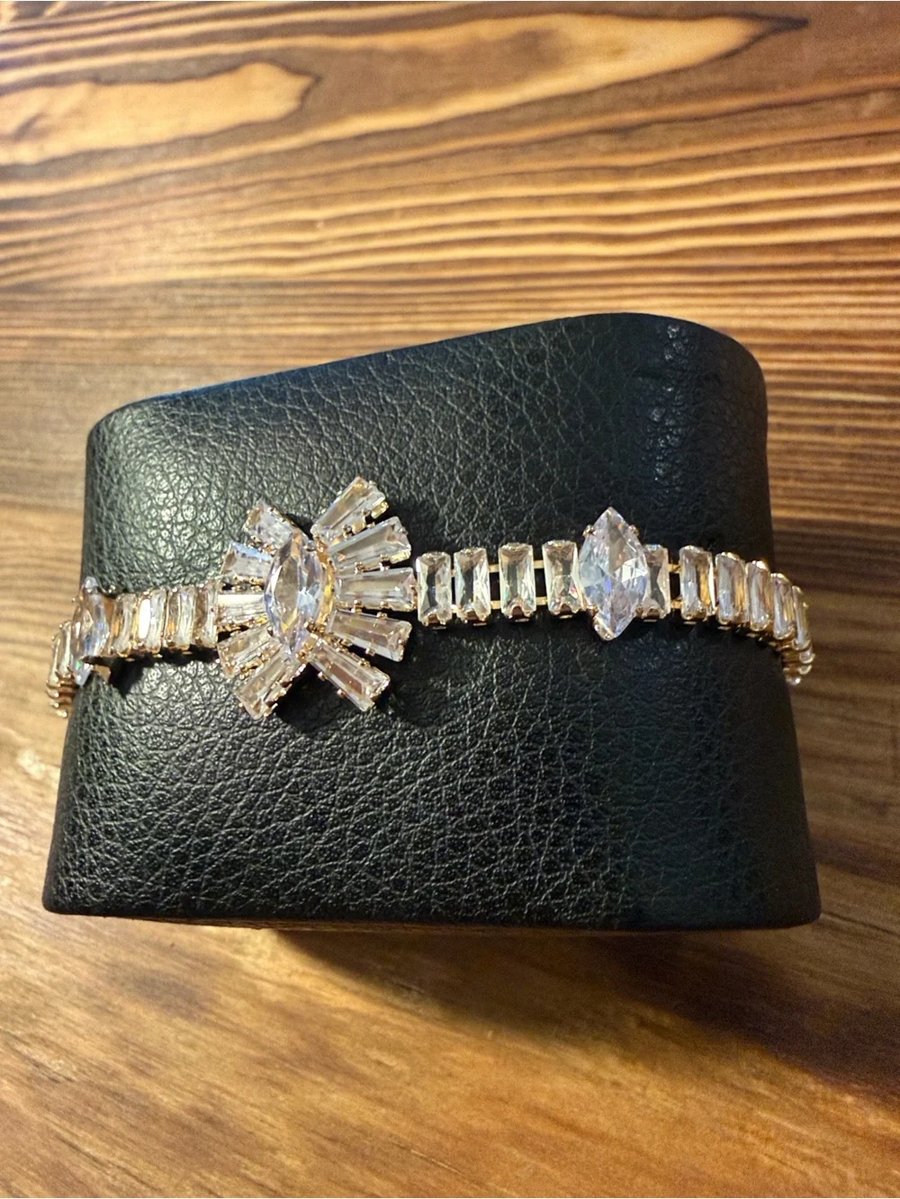 Gold Plated Crystal Clear Bracelet - Statement Tennis Bracelet